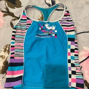 Blue and Pink Swim Top